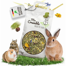 „Mr. Crumble Wild Meadow“ struktūrinis pašaras, 5 kg, be grūdų ir granulių, su žolelėmis ir gėlėmis, didelis žaliųjų skaidulų kiekis, skirtas triušių, šinšilių, jūrų kiauliukų ir degų virškinimui ir dantų priežiūrai