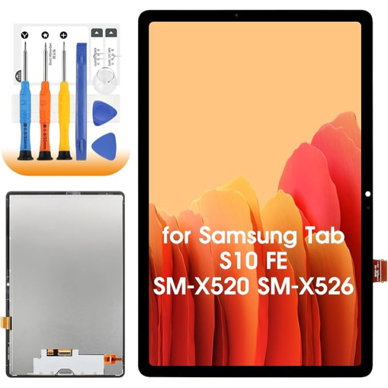 LCD ekranas „Samsung Tab S10 FE“ – atsarginis ekranas „Samsung Galaxy Tab S10 FE“ modeliams SM-X520, SM-X526B, X526, 11 colių LCD ekranas su skaitytuvu ir jutikliniu ekranu, surinktas su įrankiais (juodas)