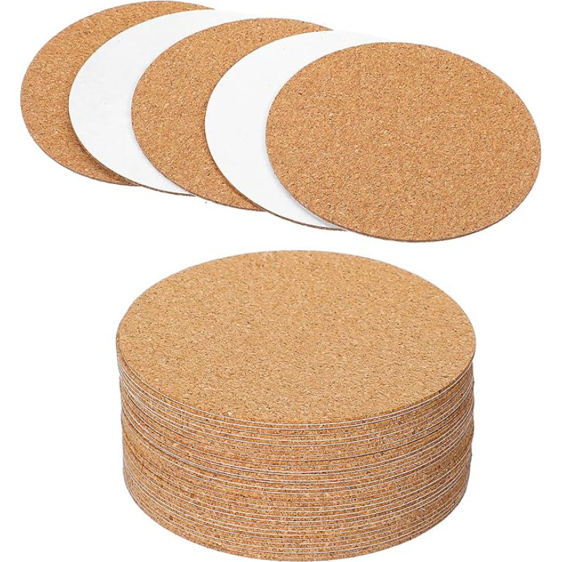 30 Stück Korkplatte Selbstklebend Korkuntersetzer 8 × 0.1 cm Runde Kleine Korkplatten Isolierung Kork Trägerplatten für DIY Bastelprojekte Untersetzer Möbel Zuhause Fußböden Wände Stanze