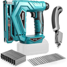 Akumuliatorinis vinų šaudyklė, suderinama su „Makita“ 18 V akumuliatoriumi, 2-in-1 bešepetėlių vinų šaudyklė / sąvaržų šaudyklė su 1000 vinių ir 1000 sąvaržų, skirta baldų apmušalams, stalių darbams ir medžio apdirbimo projektams (be