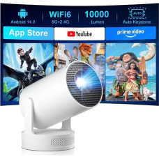 2026 m. „Salange Mini Beamer“ palaiko 4K ir 1080p raišką, išmanusis projektorius su „Android 14.0“ | Nešiojamas projektorius su „Wi-Fi 6“ ir „Bluetooth 5.4“, integruota programėlių parduotuvė, kompaktiškas mobilusis projektorius lauko naudojimui, suderina