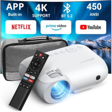 „YOTON“ 4K projektorius [oficialiai palaiko „Netflix“ / „Dolby Audio“] 20 000 liumenų, natūralus „Full HD 1080p“ raiškos, „Y9“ projektorius su „Wi-Fi“ ir „Bluetooth 5.2“, vaizdo projektorius, skirtas namų kinui / mobiliesiems telefonams / TV Stick / PS5, 