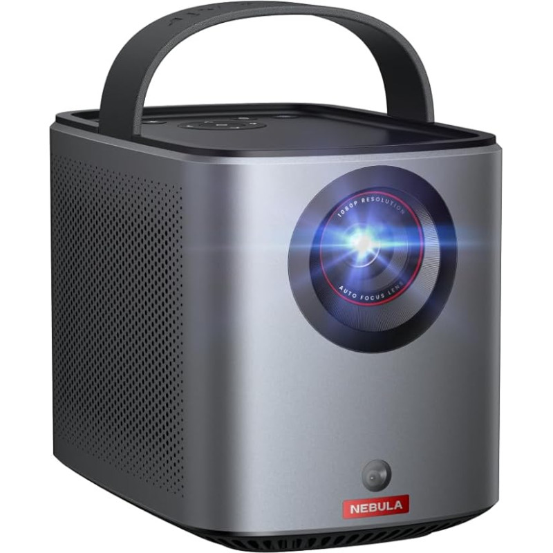 „Nebula Capsule3 Mini“ projektorius, išmanusis projektorius, 1080p, „Wi-Fi“, 200 ANSI liumenų, nešiojamas projektorius, su „GTV“, iš anksto įdiegta „Netflix“, „Dolby Digital“, 120 colių vaizdas, integruotas akumuliatorius (atnaujintas)