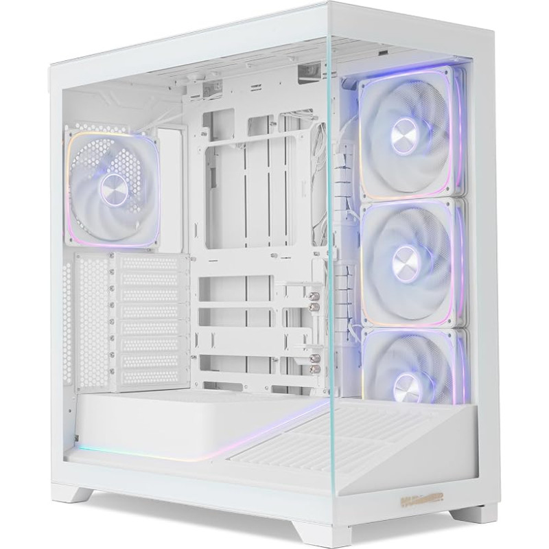NOX XTREME PRODUCTS Hummer Blade - Tower ATX/M-ATX/ITX Tempered Glass, 5 Pre-Installed 140mm ARGB Fans, Space for 8, ARGB Controller, USB 3.0 and USB-C, White