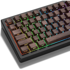PBT Keycaps, 135 Keys, Cherry, Walnut Textures | Shine Through Custom Keycaps, Side Print, Double Shot, ANSI US for Mechanical Keyboard