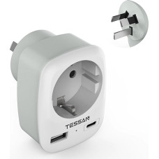 „TESSAN“ adapteris Australijai, 3-in-1 kelioninis adapteris Australijai su 2 USB jungtimis, adapteris Kinijos ir Vokietijos kištukams, kištukų adapteris Australijai, maitinimo adapteris Naujojoje Zelandijoje, Kinijoje ir Argentinoje, I tipo kelioninis kiš