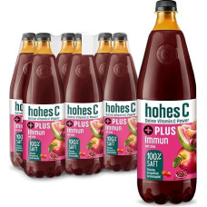 „hohes C PLUS Immune“ (6 x 1 l), 100 % sultys, vynuogės, granatai, greipfrutai, vitaminas C, cinko priedas, be pridėto cukraus, tinka veganams