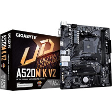 GIGABYTE A520M K V2 pagrindinė plokštė – palaiko AMD Ryzen 5000 serijos AM4 procesorius, iki 5100 MHz DDR4 (OC), PCIe Gen3 x4 M.2, GbE LAN, USB 3.2 Gen 1