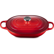 „Le Creuset Signature“ 21112310602430 ketaus pailgos formos keptuvė su papildoma rankena, tinkanti visų tipų kaitlentėms ir orkaitėms, 31 cm, 3,4 litro talpos, vyšnių raudonumo spalvos