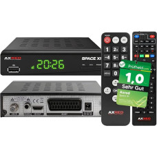AXRED Space X1 + Seniors Remote Control, HD Satellite Receiver with Recording Function, Full HDTV, Digital Satellite Receiver for Satellite Dish Satellite TV
