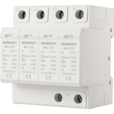 Wengart Surge Protection Device WG-15T, T1+T2 Level Protection, limp12.5kA 20-40kA AC275V, Household Surge Protection DIN Rail Mounting (4P)