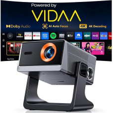 „WOLFANG“ išmanusis projektorius su programėlėmis, integruotu 1080p ir 4K dekodavimu, automatiniu fokusavimu ir automatine trapezoidės korekcija, „Bluetooth 5.2“ projektorius, 180° pasukimas, mini namų kino sistema, skirta miegamajam, lauko sąlygoms ir ža