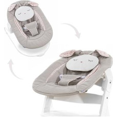 hauck Alpha Bouncer 2-in-1, Powder Bunny Beige Bloom - Baby Seat for Alpha+ Wooden High Chair with Bouncy Frame, 3-Point Waist Belt & Cushion, from Birth to 9 kg