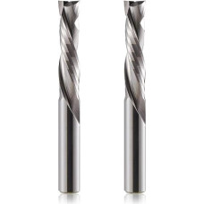 8 mm Shank Compression CNC Milling Cutter End Mill 2 Pieces 2 Flute Spiral Groove Cutter 35 mm Cutting Length Up & Down Cut Spiral Cutter Bit Solid Carbide End Mill Groove Cutter for Wood, Density Board, Chipboard