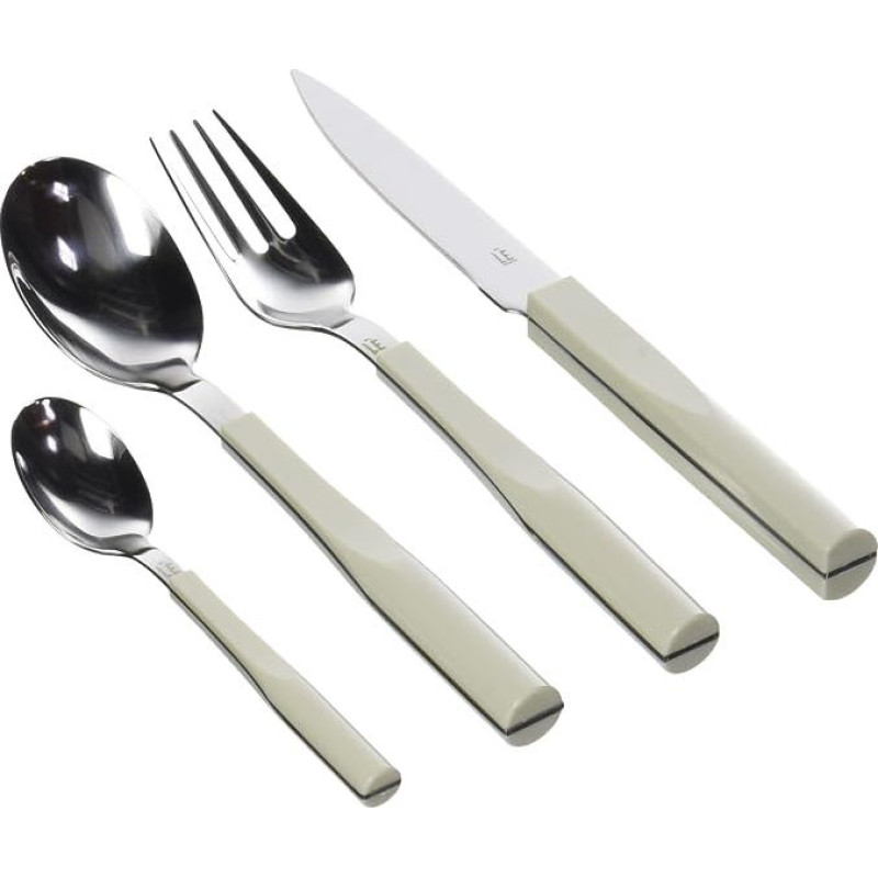Degrenne L'Économ by Star Table Cutlery, Plastic, Blanc Navet, Coffret 24 Pieces