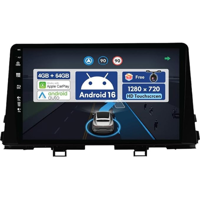[4G + 64G] „BXLIYER“ 9 colių automobilių radijas, skirtas „KIA Morning Picanto“ (2017–2020 m.) modeliams, su GPS navigacija – belaidis „CarPlay“ ir „Android Auto“ palaikymas – atbulinės eigos kamera – „Android 16“, 2 DIN – DSP, DAB, vairo valdikliai, „Blu
