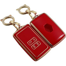 ontto Key Case Car Key Case Fits Renault Arkana Megane Dacia Ducia 2 Twingo Clio Sandero Kadjar Remote Control Key Fob Protective Case TPU Key Case Car Accessories Red