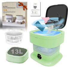 Foldable Mini Washing Machine, 13L Improved Portable Washing Machine with 3 Modes, Mini Washing Machine 1.8 kg Deep Cleaning of Underwear, Baby Clothes, Small Clothes for Homes, Hotel, Green