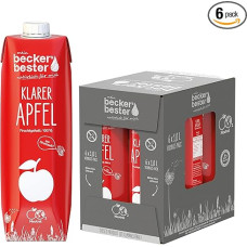 beckers bester Klarer Apfel - pakuotė po 6 vnt. - obuolių sultys - 100 % natūralios tiesioginės sultys - gaminamos CO2 neutraliu būdu - veganiškos - be pridėtinio cukraus - be GMO - be laktozės - (6 x 1000 ml)