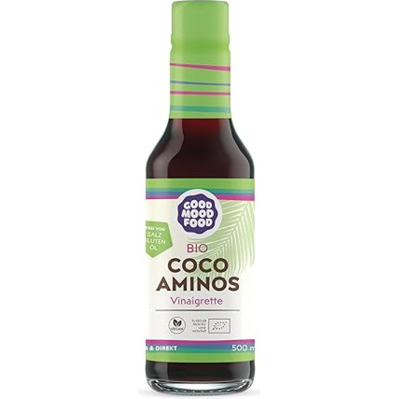 goodmoodfood Organic Coco Aminos Vinaigrette - veganiškas, be glitimo, be aliejaus, be druskos - 100 % ekologiškas natūralus produktas iš Filipinų, pagamintas iš kokosų žiedų acto ir kokosų žiedų sirupo -