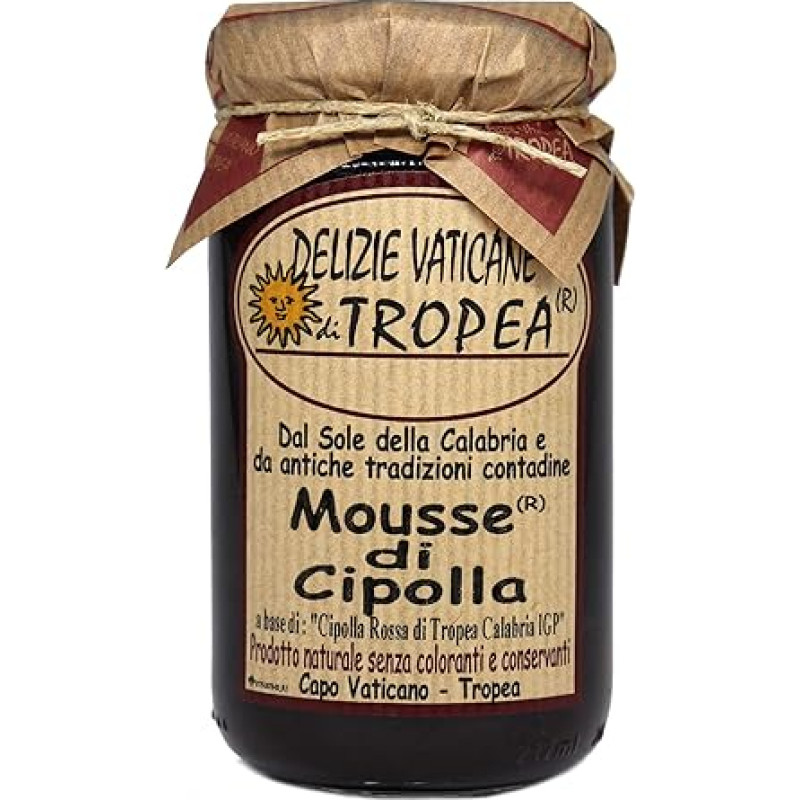 Tropėjos raudonųjų svogūnų džemas - karamelizuotas raudonųjų svogūnų čatnis - puikiai tinka prie sūrio - 100 % pagamintas Italijoje - tipiškas Kalabrijos produktas - Delizie Vaticane Di Tropea - 230g