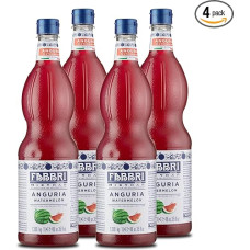 Food-United Water melon syrup 4 x 1 litre bottle, Fabbri Mixybar, sciroppo di anguria, light raspberries, cucumber note, fabbri 1905 cocktail bar syrop for Pepper Colada Granita slush ice tea juice