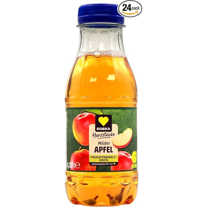Edeka Herzstücke milder Apfel Saft, 24 pakuotės (24 x 0,33 l) EINWEG