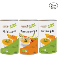 3 veganiškos ekologiškos sriubos po 250 g - 1 morkų sriuba ir 2 moliūgų sriuba