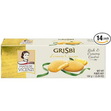 Matilde Vicenzi Grisbi Lemon Italian Biscuits with Velvety Cream Filling, Shortcrust Pastry Biscuits According to Italian Baking Tradition, Pack of 14 Shortcrust Pastries (14 x 150 g)