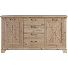 FORTE Nepal Bramberg eglinė komoda su 2 durelėmis ir 4 stalčiais 175 x 97,2 x 45 cm