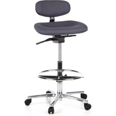 hjh OFFICE 608320 Arbeitsstuhl hoch Work MF Stoff Grau Stehhilfe Büro Drehhocker mit Lehne & Rollen, höhenverstellbar