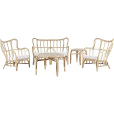 Brindisi Lounge Set Light Wood Colour 4-Seater Rattan Cushions Beige