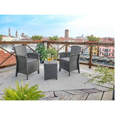 Dmora Jupiter Garden Furniture Set with Cushions, Rattan Look for Indoor and Outdoor Use, 100% Made in Italy, Anthracite