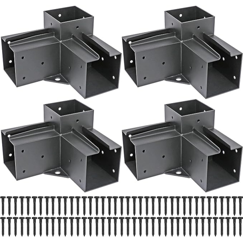 Antsky 3 Way Corner Pergola Bracket Stainless Steel with Screws for 4