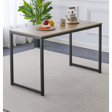 Hallowood Furniture Kempley Small Rectangle Dining Table Set 4ft with Wooden Top and Black Finish Metal Legs 4-6 Seater Dining Table for Kitchen, Restaurants, Apartments and Cafe