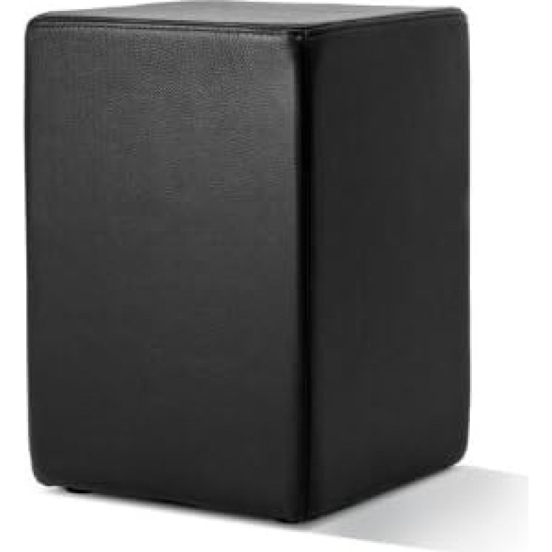 FVLFIL Pomp Leather Stool, Chair Height with Comfortable Padding, W=33cm, D=33cm, H=47.5cm, Black