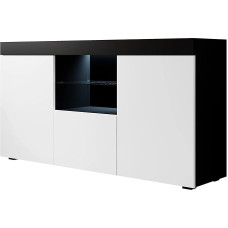 MB Muebles Bonitos Natolia Modelis Gyvenamasis kambarys Valgomasis Spintelė Baldai Spintelė Plotis 150 x Aukštis 83 x Gylis 40 cm Matinis melaminas 3 durys LED apšvietimas Juodai balta