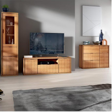 Living Room Furniture Set 3-Piece Showcase Lowboard TV Board Chest of Drawers Sideboard Living Room Cabinet Modern Oak