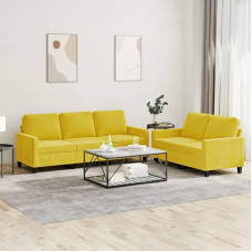 LAPOOH 3201522 2 dalių sofos komplektas su geltonos spalvos aksomo pagalvėlėmis, poilsio sofa, sofos ir kušetės, poilsio sofa, svetainės sofa, 3201522