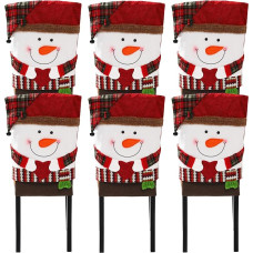 6 vienetų Kalėdų kėdės nugarėlės dangteliai Nuimami valgomojo kėdės dangteliai Kalėdų dekoracijos namams Valgomasis kambarys Virtuvė Šalis Sniego žmogus