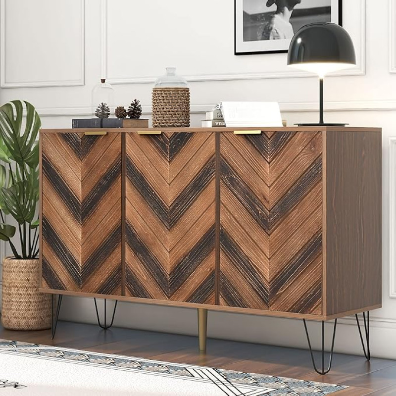 Merax Sideboard Virtuvės spintelė Svetainės bufeto spintelė Comode Virtuvės spintelės Virtuvės bufetas Exclusive Sideboard su trimis durimis Virtuvės spintelė Virtuvės bufeto spintelė