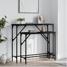 Gecheer Konsolentische 2 Stk. Beistelltisch Sofatisch Flurtisch Couchtisch Dekotisch Sideboard Eingangstisch schmaler Holztisch Ausstellungstisch für Wohnzimmer,Flur,Schwarz Holzwerkstoff