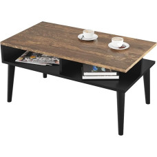 BOGATECO Kavos staliukas su laikymo paviršiumi 90 x 50 x 45 cm | Sofos staliukas | Kavos staliukas su elegantiškomis kojelėmis, svetainės staliukas su medinėmis kojelėmis | Stabilus | Lengvai surenkamas |