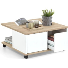 FMD Möbel, 659-001E Twin 1 Kavos staliukas iš medžio drožlių plokštės Ąžuolas / balta blizgi spalva Matmenys 70,0 x 70,0 x 36,0 cm (plotis x aukštis)