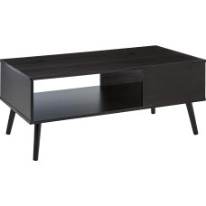 Furinno Claude Mid-Century Style Coffee Table with Wooden Legs Espresso