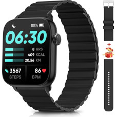 RUXINGX Women's Smartwatch with Phone Function, 1.7 Inch Smart Watch with Heart Rate Monitor, Sleep Monitor, SpO2 Music, Play, Fitness Watch, Pedometer Watch, Women, Black