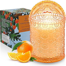 TTRWIN Scented Candle in Beautiful Glass, Fragrance Orange, 200 g Candle Made of Natural Soy Wax, 50 Hours Burn Time, Gift for Women, Decoration for Christmas, Birthday, Mother's Day