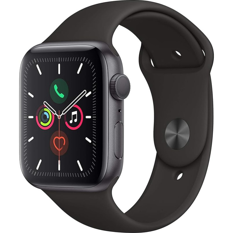 Apple Watch Series 5 44 mm (GPS), Aluminium Case, Space Grey, Black Sports Bracelet (Refurbished)