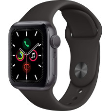 Apple Watch Series 5 (GPS, 40MM) Aluminiumgehäuse Space Grau mit Schwarz Sportarmband (Generalüberholt)