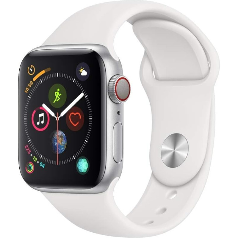 Apple Watch Series 4 40mm (GPS + Cellular) - Aluminiumgehäuse Silber Weiß Sportarmband (Generalüberholt)